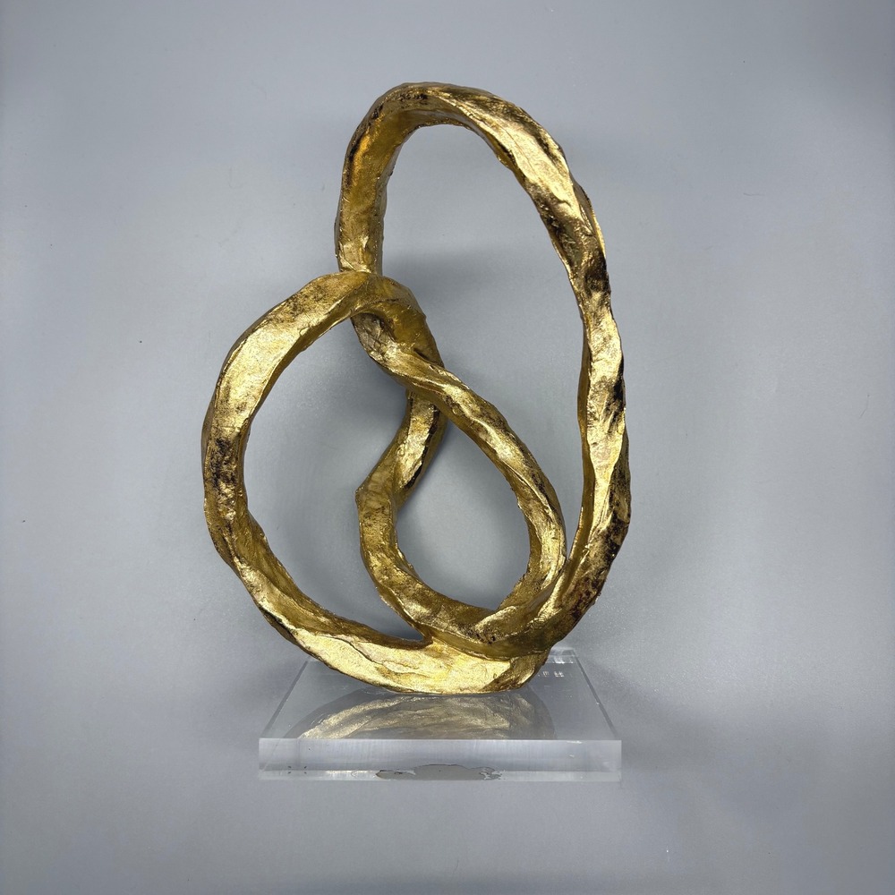 Gold Tone Abstract Twist Sculpture Modern Tabletop Art Decor Contemporary Design